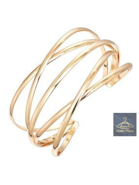 Multi-Layer Cross Wire Cuff Bracelet Stainless Steel Adjustable